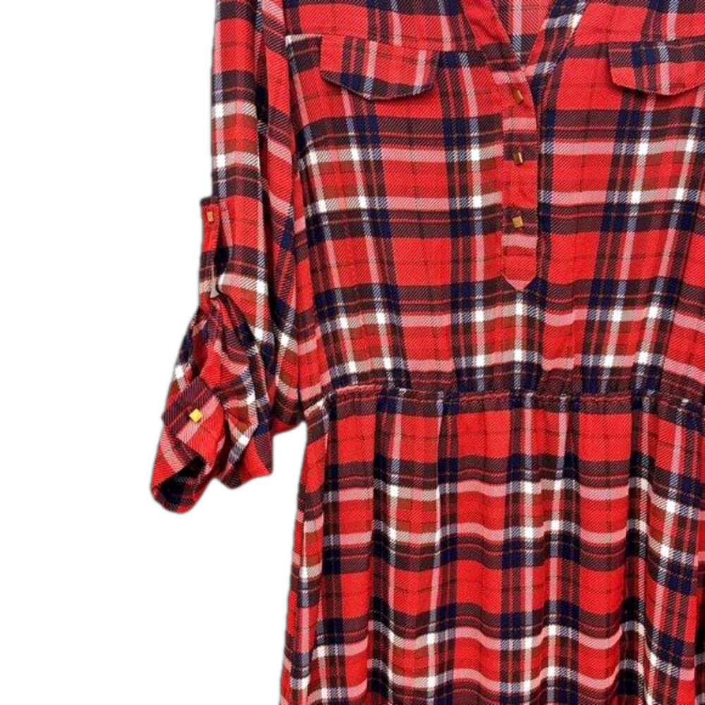 Suzy Shier Plaid Checkered Midi Dress Women's Size Medium - Picture 6 of 7